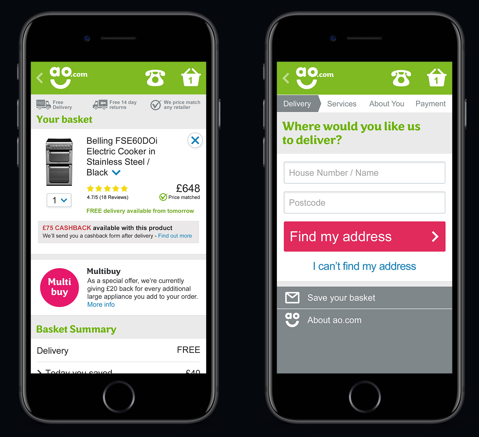 ao.com Mobile Checkout