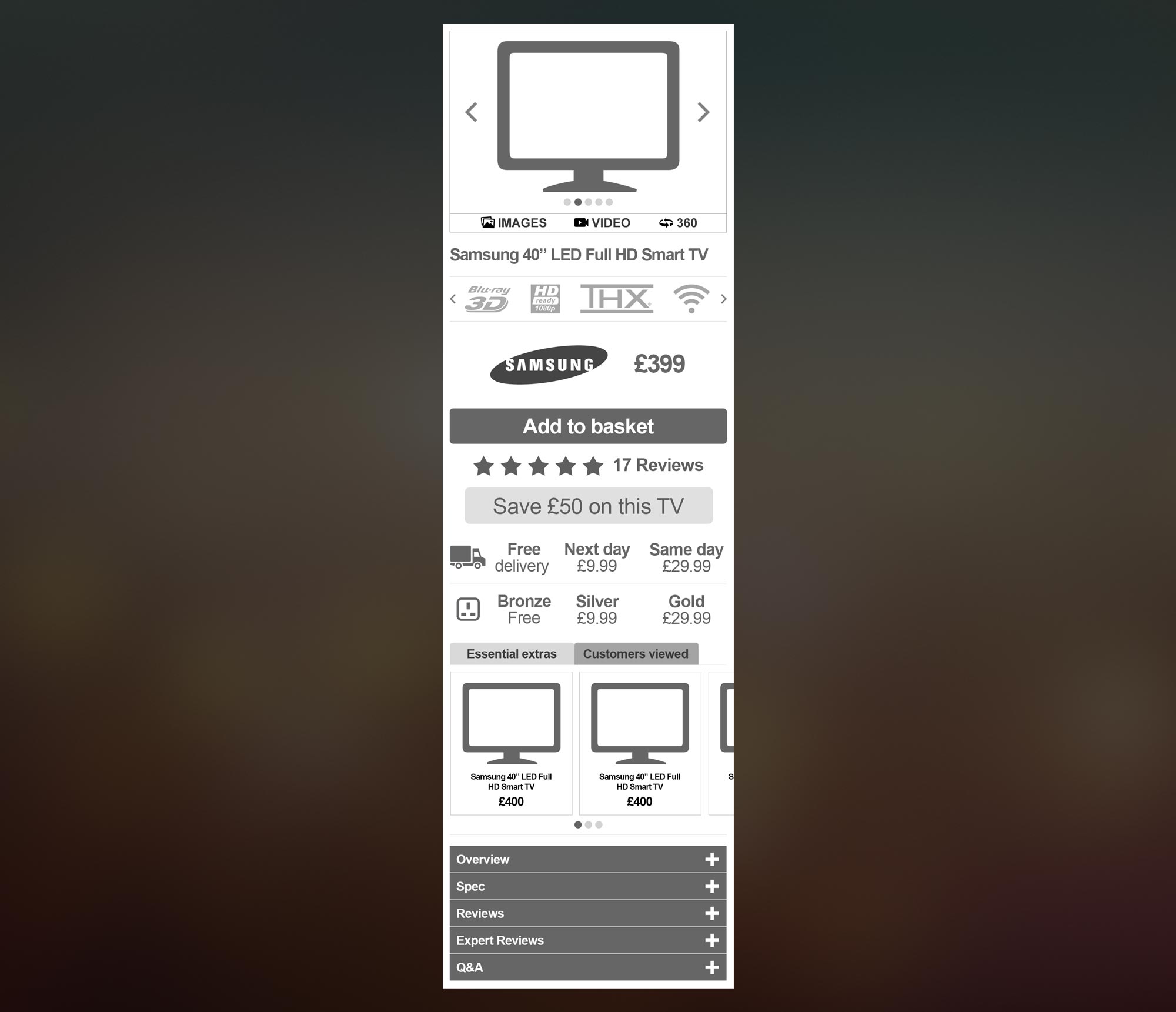 ao.com Mobile Product Wireframes