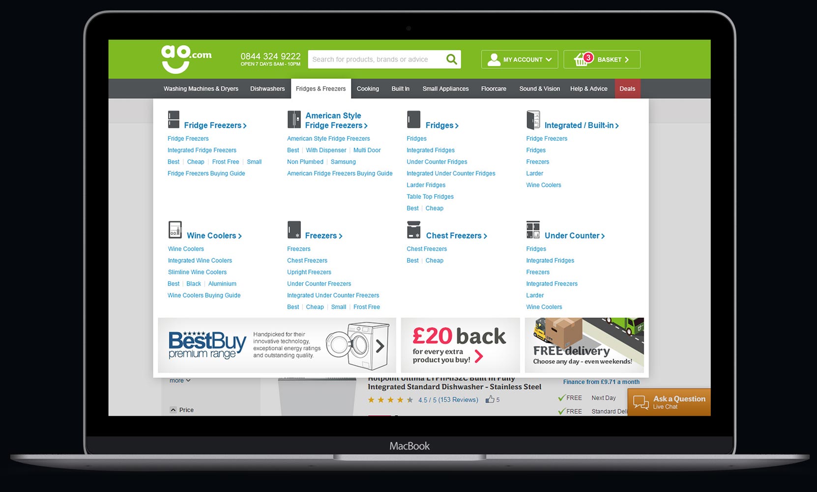 ao.com Header / Menu