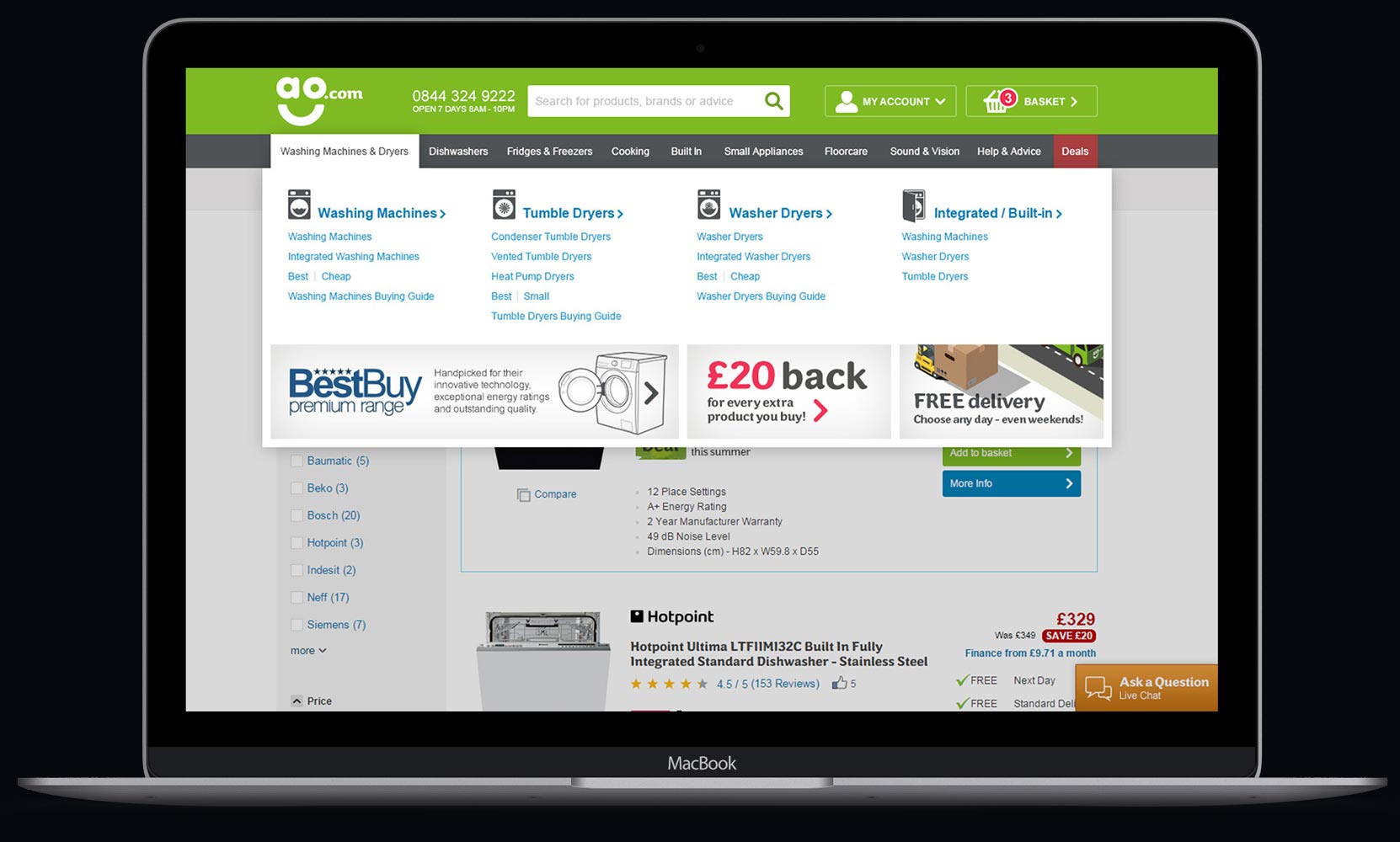 ao.com Header / Menu